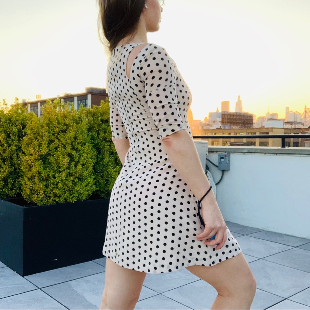 Patrizia Pepe Silk Beige Polka Dot Cut-Out Dress - Picture 10 of 16